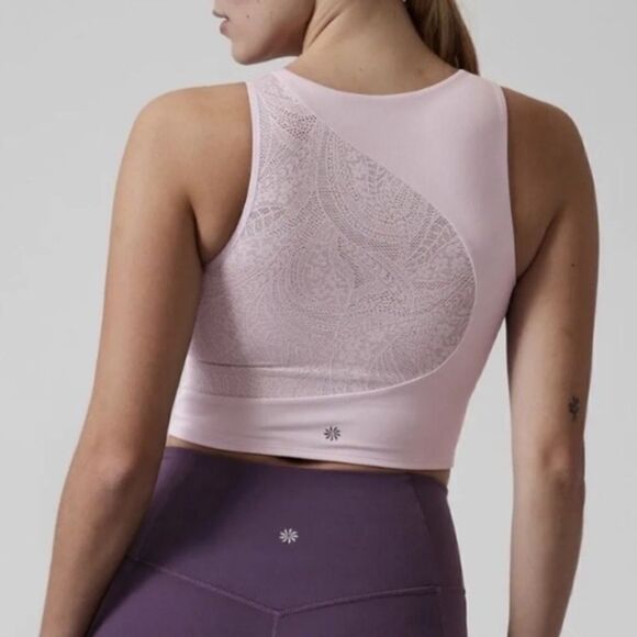 Athleta conscious floral lace crop tank top lilac - Picture 1 of 7